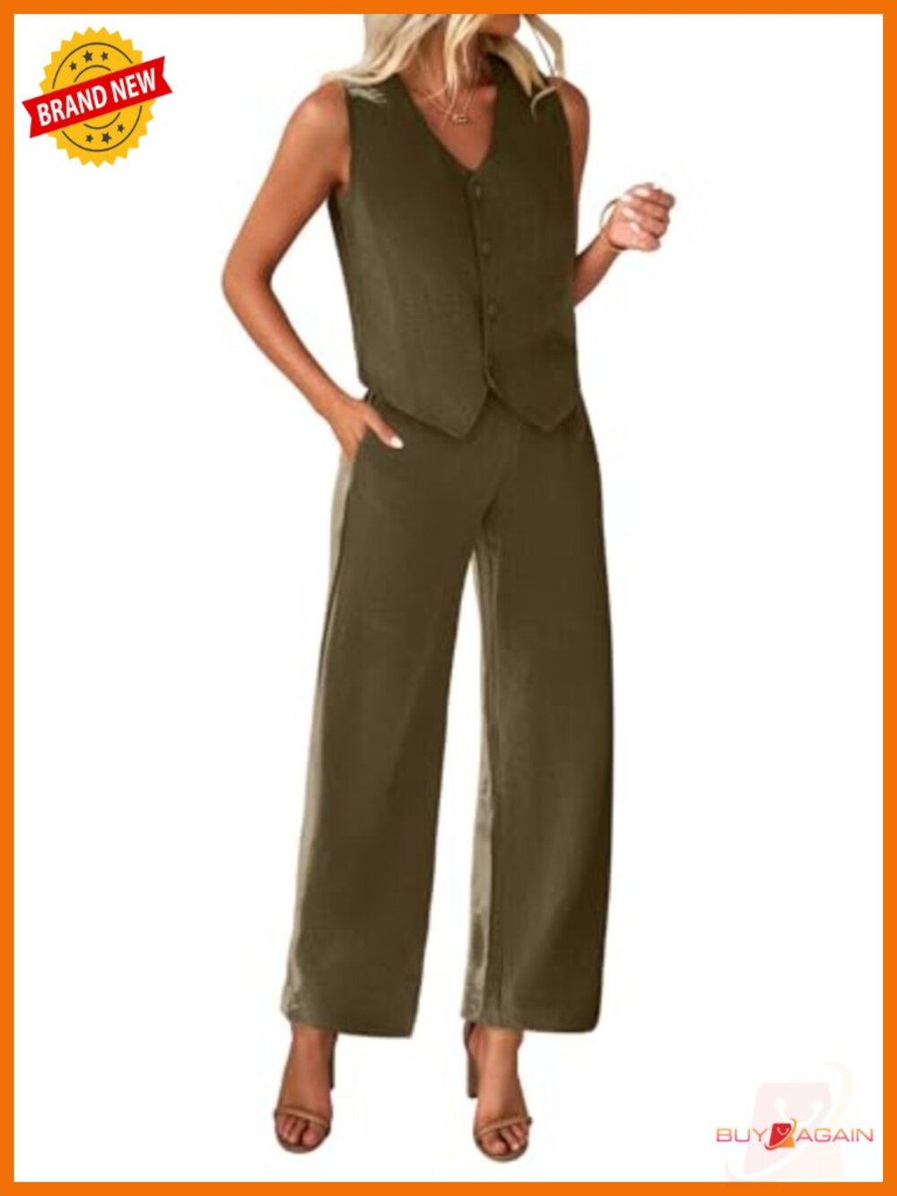 2 Piece Pantsuit Set Crop Vest Blazer Wide Leg Pants Office Outfits